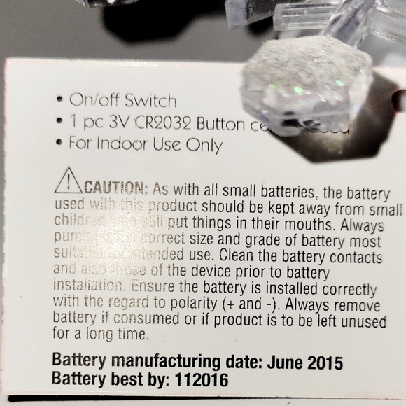 New 2 Snowflake Iridescent Glitter Color Changing Light Up Ornaments, Set of 2 - Picture 5 of 7